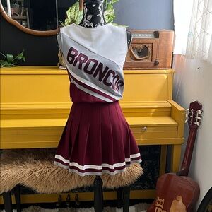 Maroon and White Cheerleader Outfit